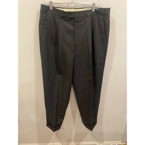 JB Britches Nordstrom Charcoal Gray Wool Pleated Cuffed Dress Pants 36